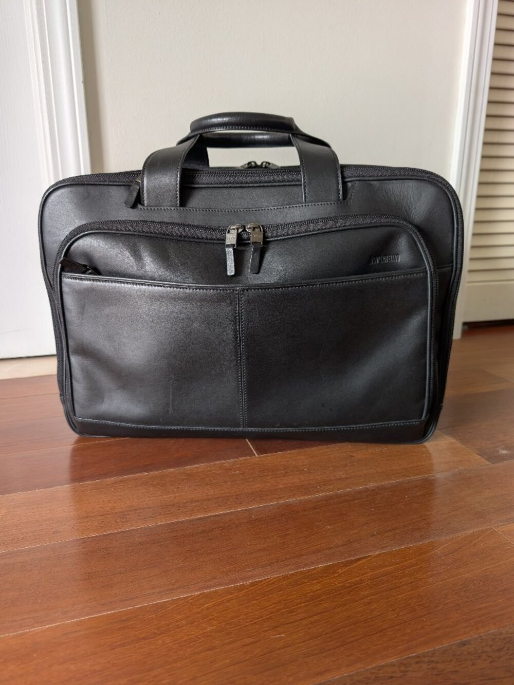 Hartmann Briefcase, Advisor Series, Black Belting Leather, Triple Compartment